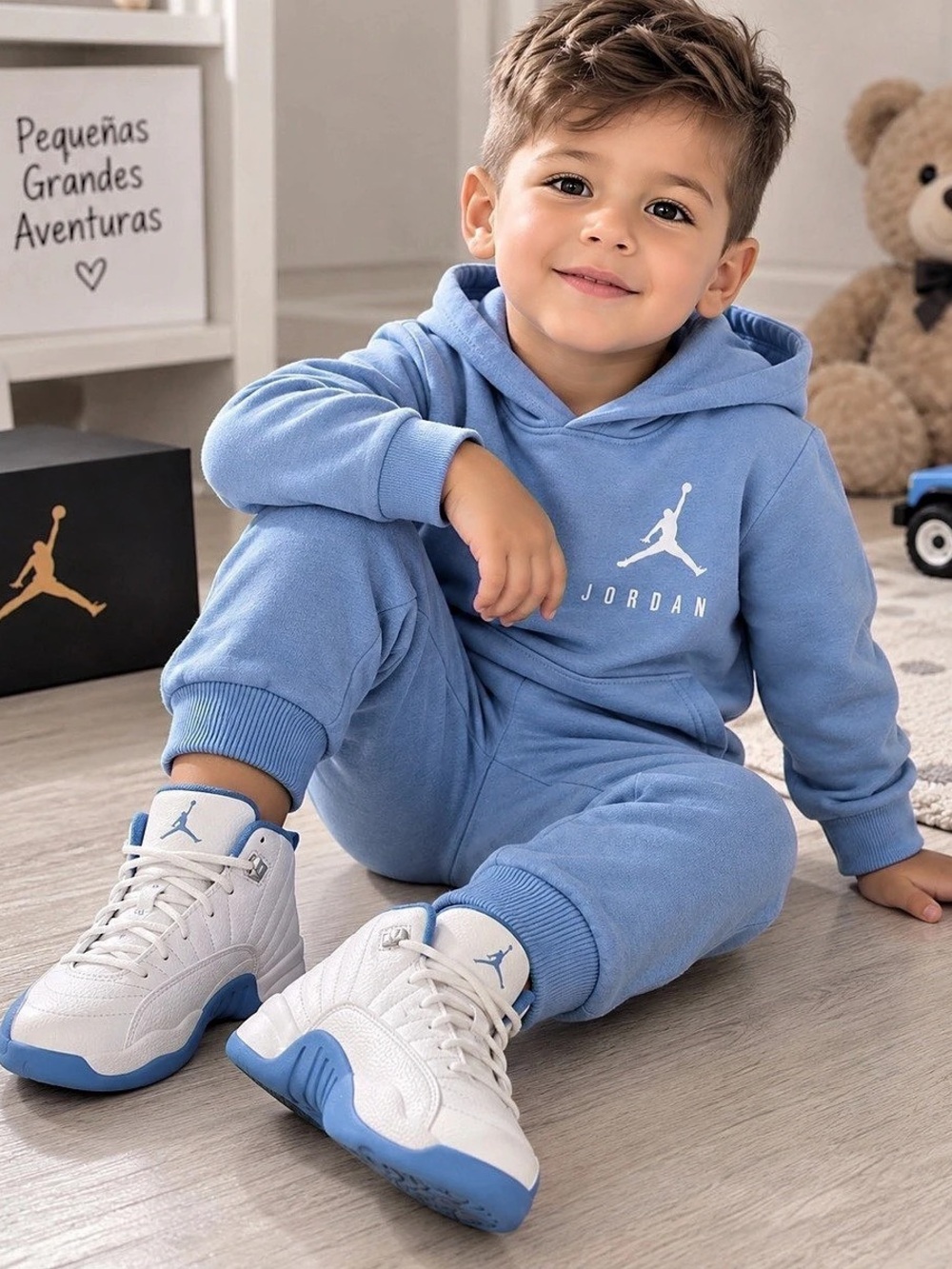 Jordan 12 Retro Sneakers in White & Blue US 12C